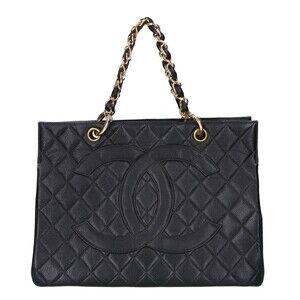 CHANEL (Chanel) Series 4 Caviar Skin Coco Mark Chain Tote Bag Handbag Black G...